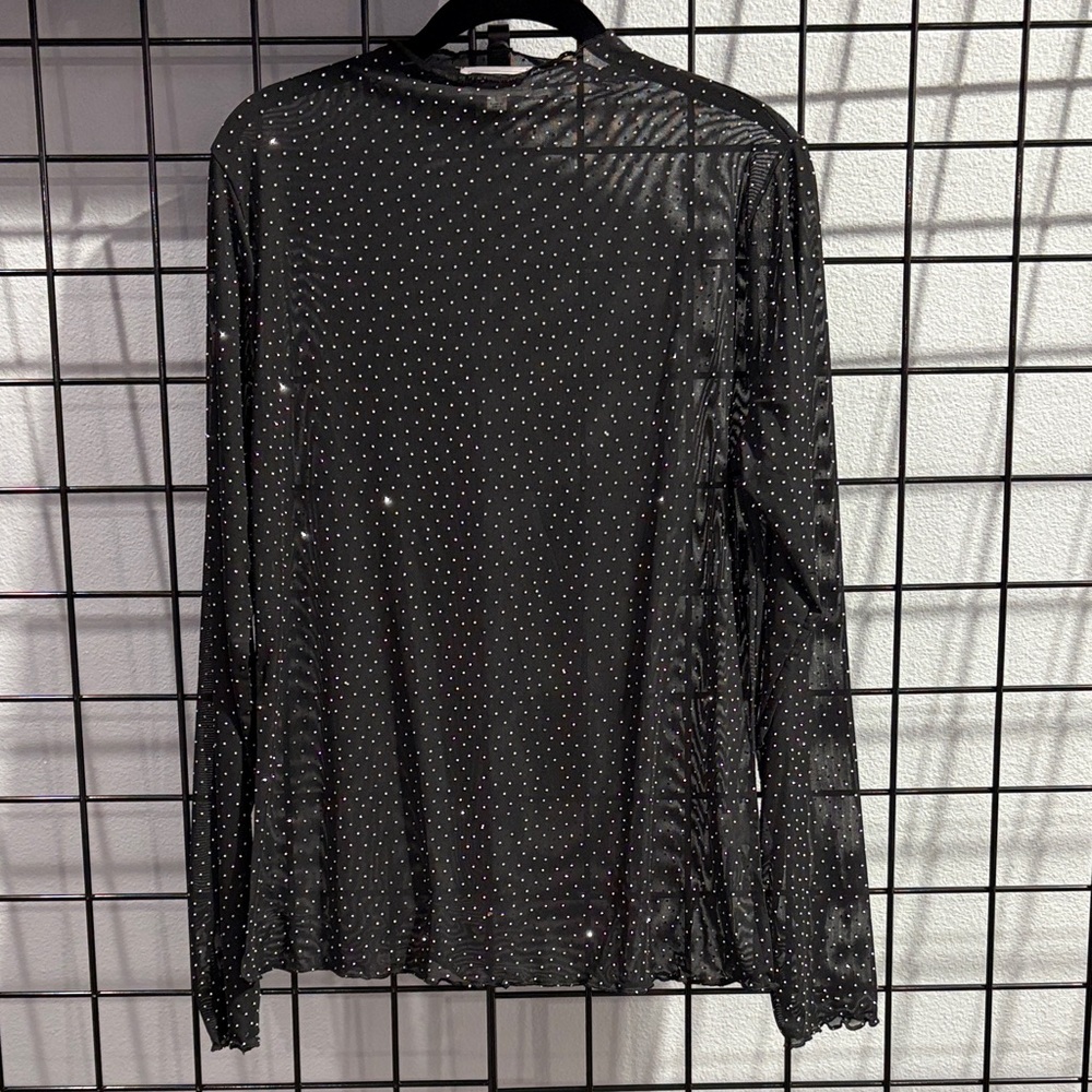 Black Sheer Polka Dot Women's Top NWOT